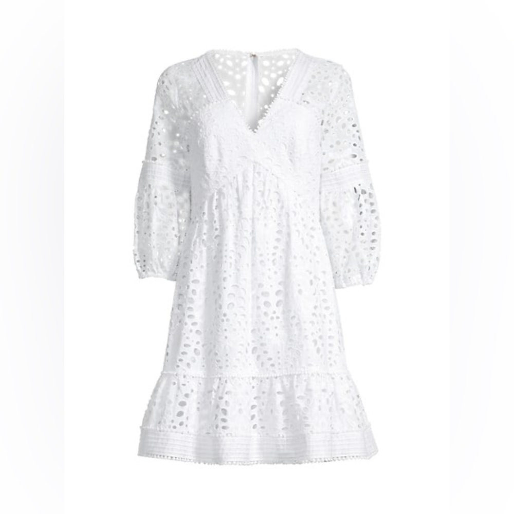 Lilly Pulitzer Lucinda Dress, Resort White Large Petal Eyelet, Size 00 - Picture 5 of 9